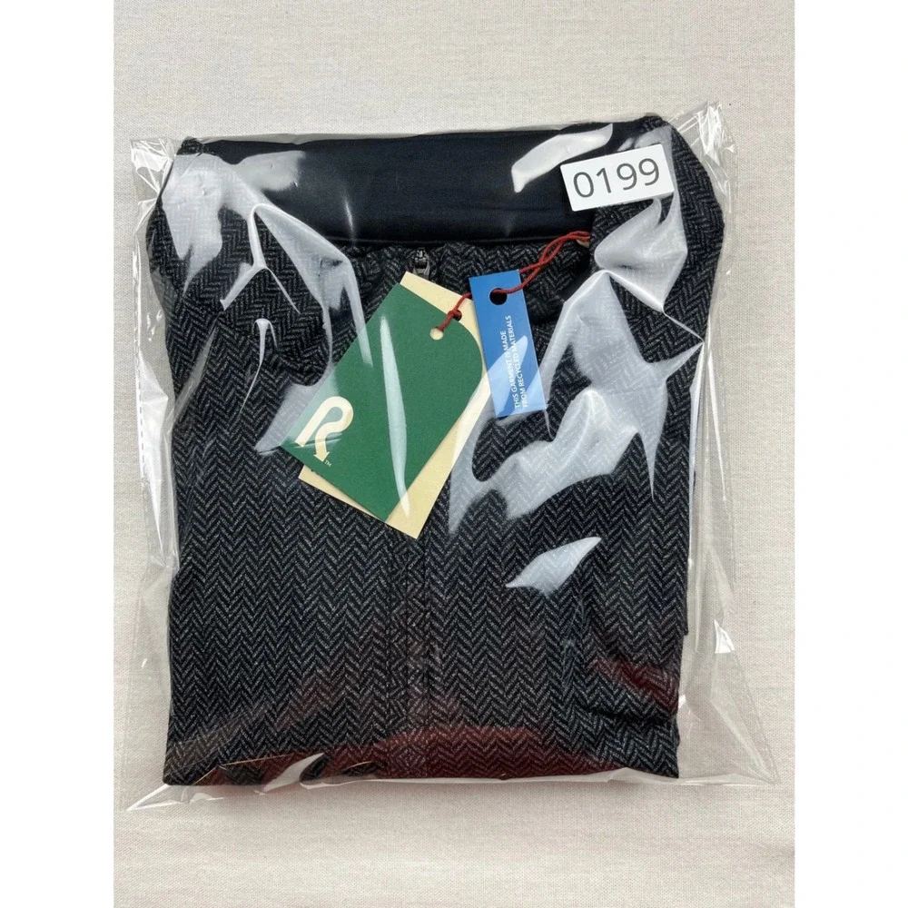 Right of Way Nathan 1/4 Zip Pullover Mens XL Charcoal Herringbone NEW WITH TAGS